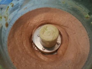 strawberry mango sorbet in food processor